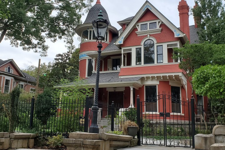 a bench in front of a house