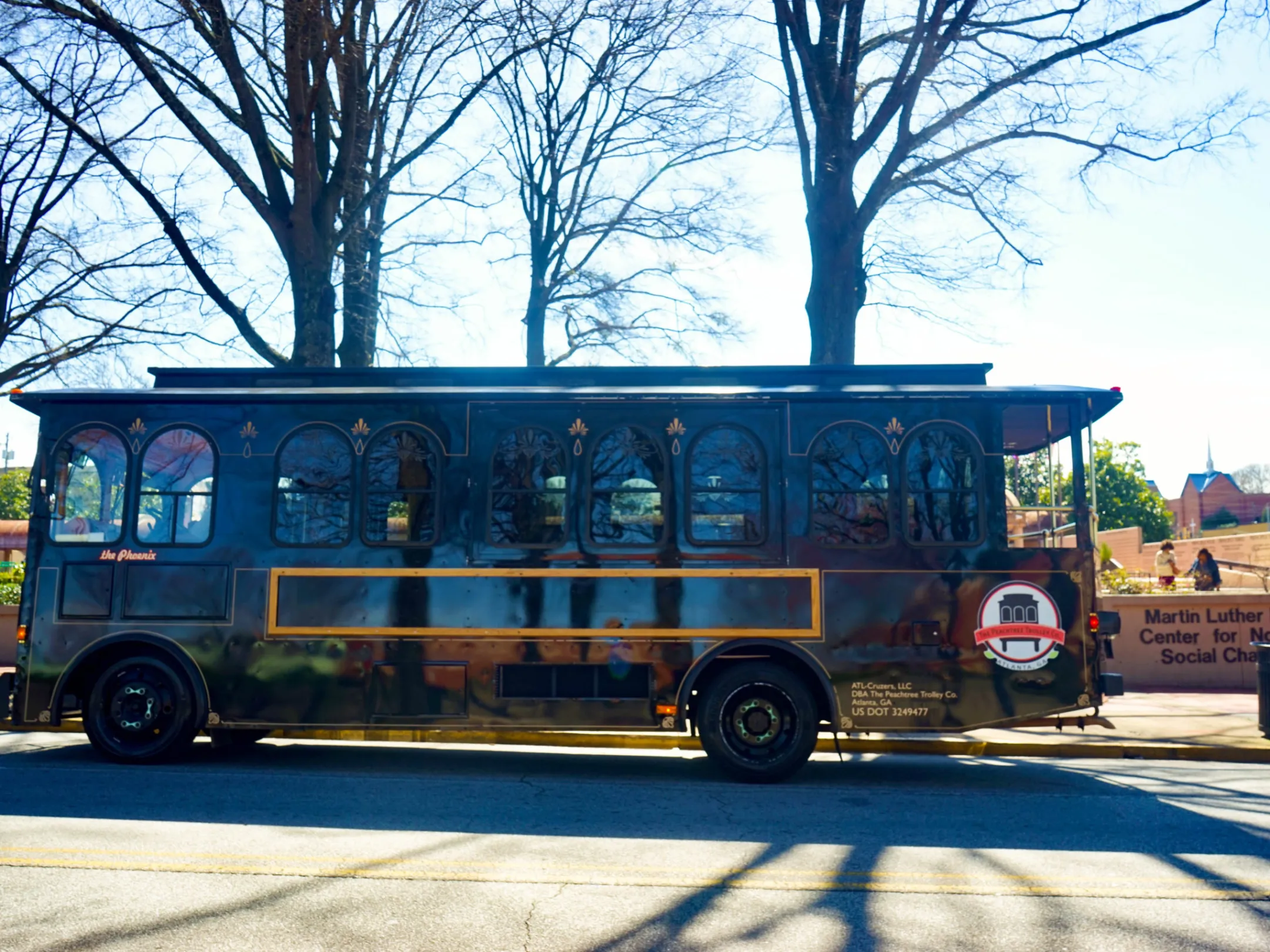 a bus that is parked on the side of a road