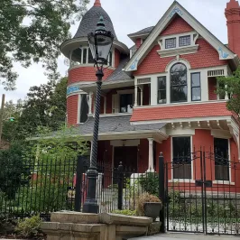 a house with trees in the background